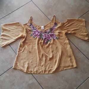 Mustard color embroidered top